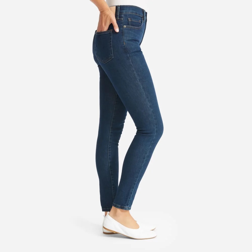 NWT Everlane Authentic Stretch High-Rise Skinny Ankle Jeans in Dark Wash Blue - Picture 2 of 6